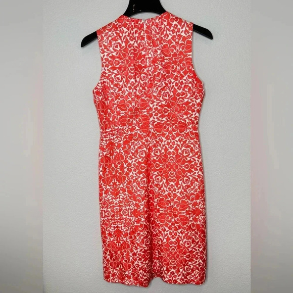 Tory Burch Silk Blend Floral Shift Dress Women size 6 Coral - Picture 4 of 13
